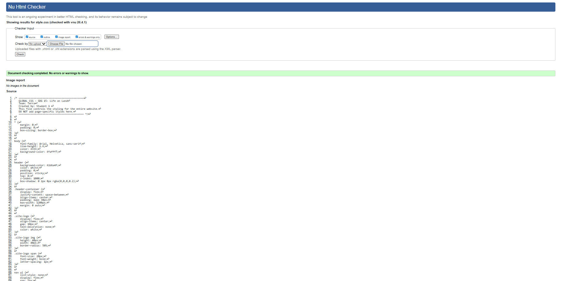 W3C CSS Validation for style.css